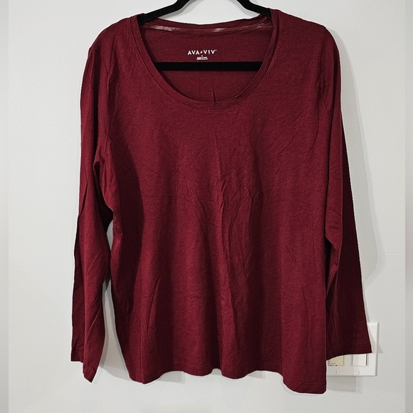 Ava & Viv long sleeve blouse 1 X Maroon NWT - Picture 1 of 5